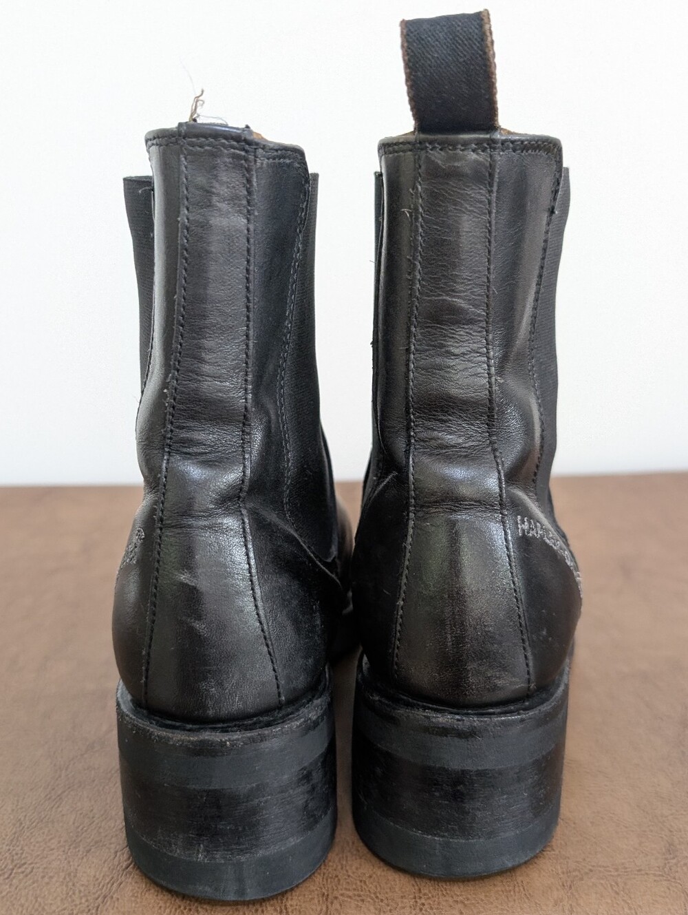 Harley-Davidson Womens Black Leather Chelsea Boots Square Toe Made in Italy 8 - Picture 4 of 8